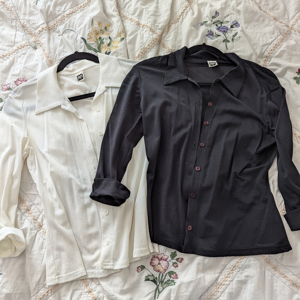 Two sheer button up shirts